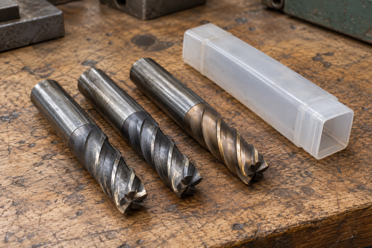 Các dao phay Endmill đã mòn cạnh hộp trống