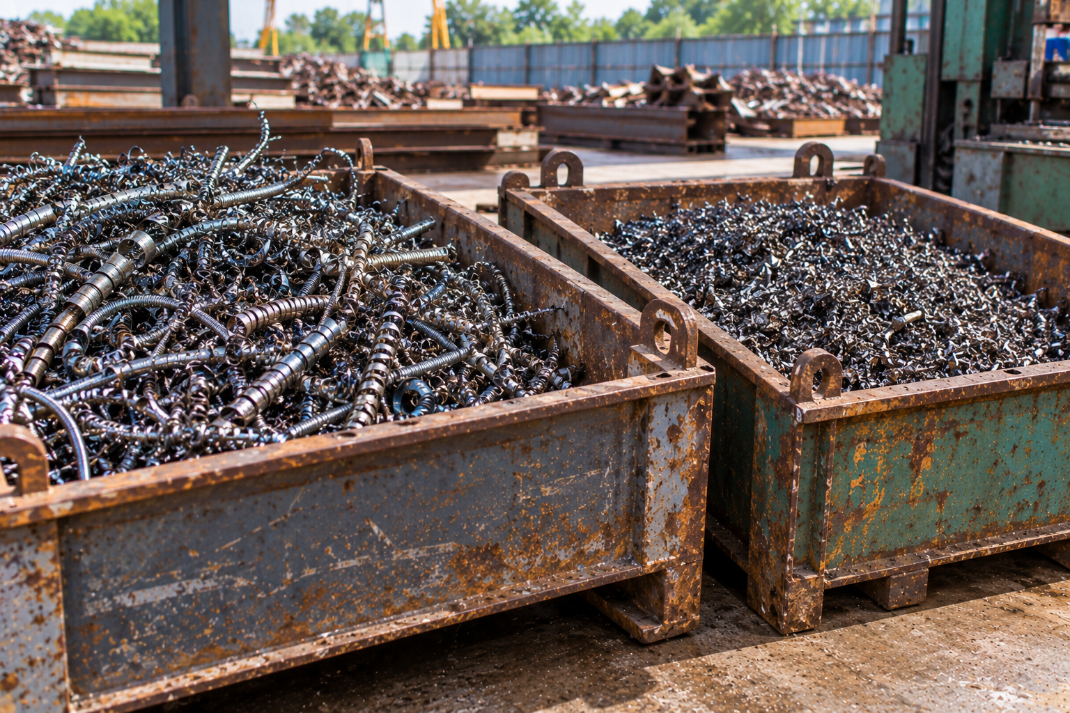 Dăm sắt tiện dài và dăm ngắn được giữ ở vật chứa riêng