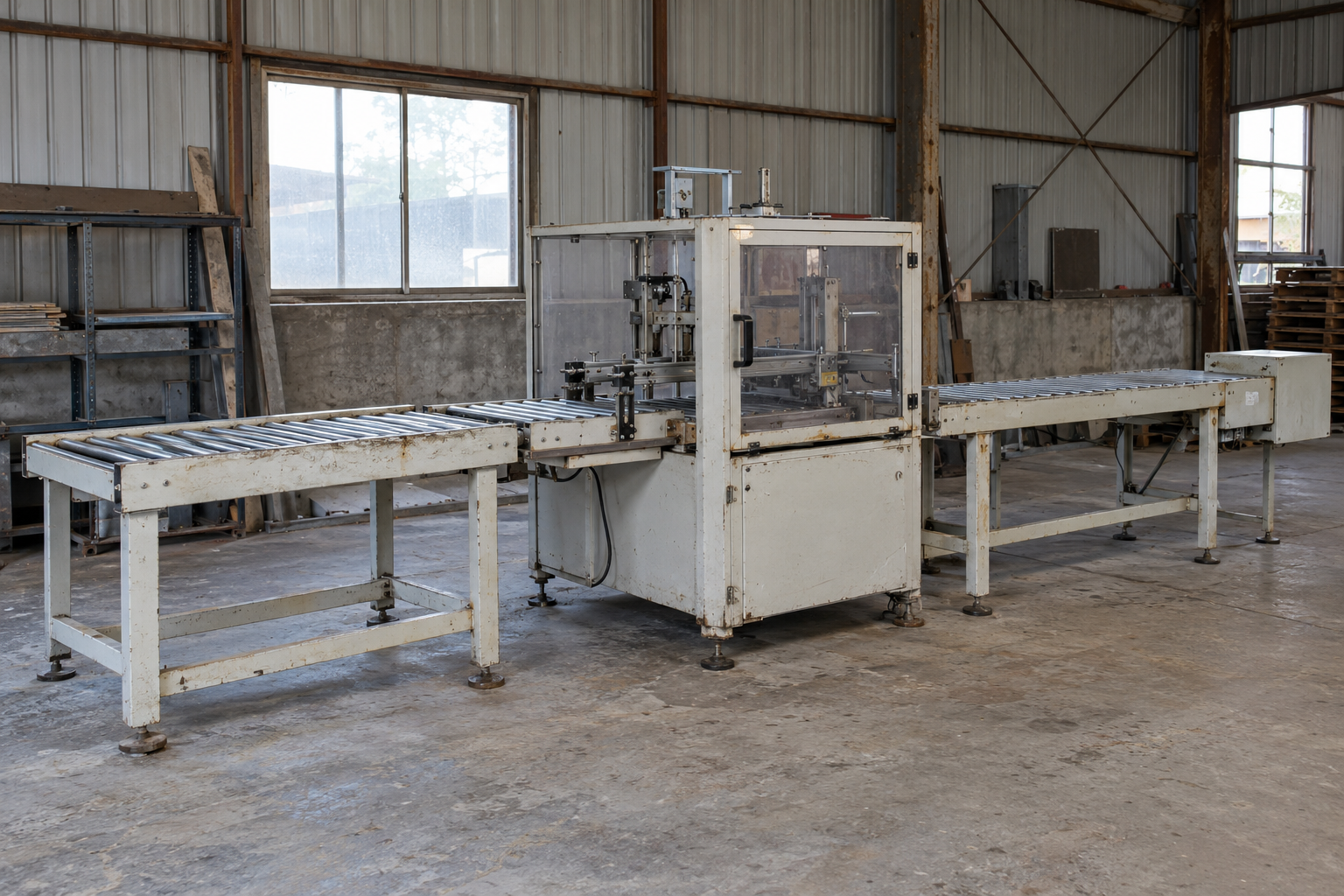 Các trạm trên một dây chuyền băng tải trong xưởng