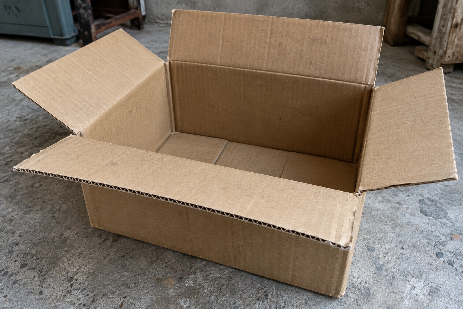 Cạnh thùng carton rỗng có lớp giấy sóng đang lộ