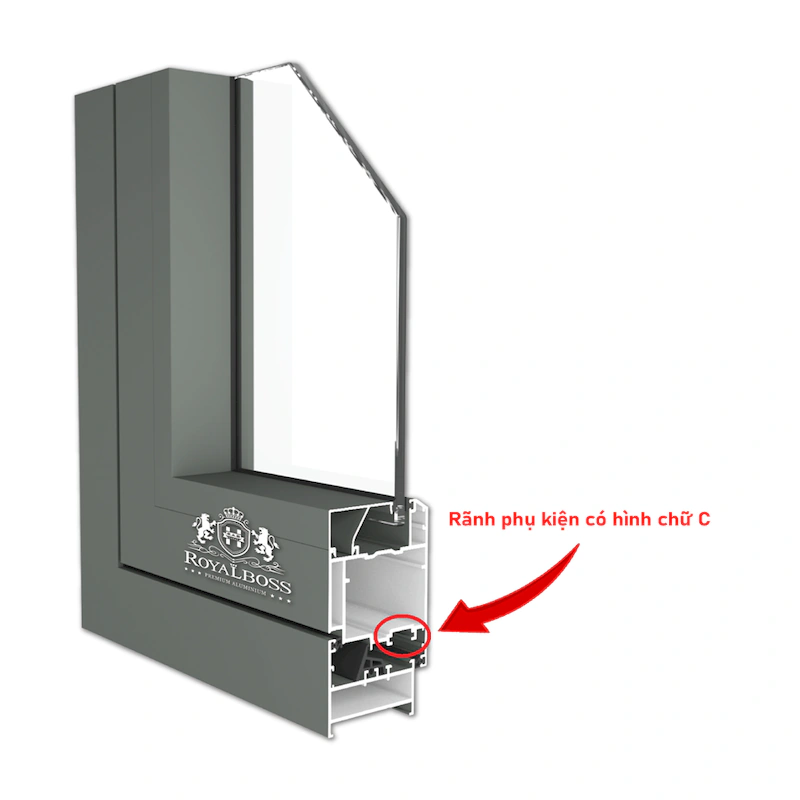 Mặt cắt các thanh nhôm định hình có khoang và rãnh lắp kính