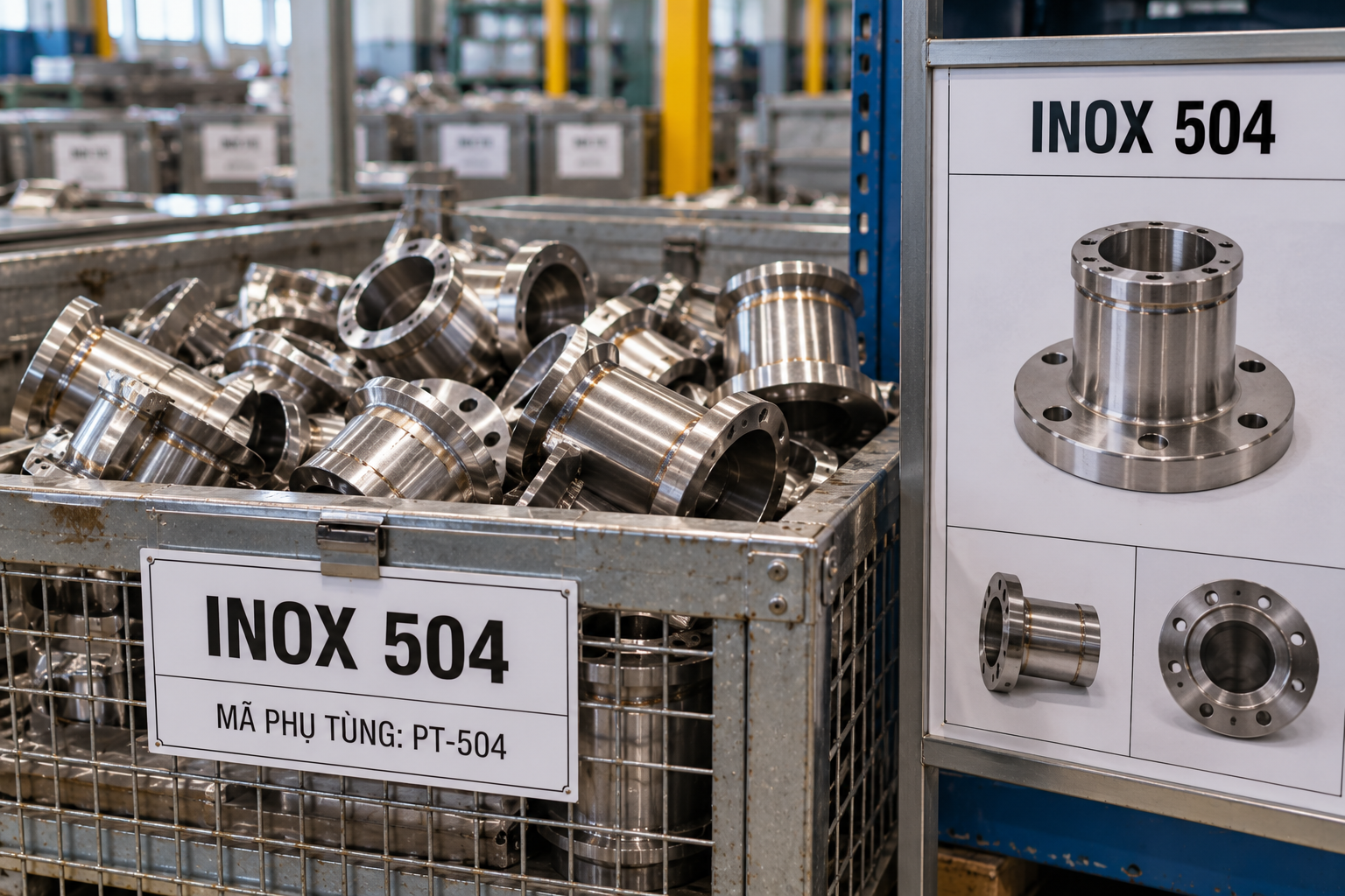 Nhãn mã của phụ tùng đang được gọi inox 504 cùng ảnh bộ phận tương ứng