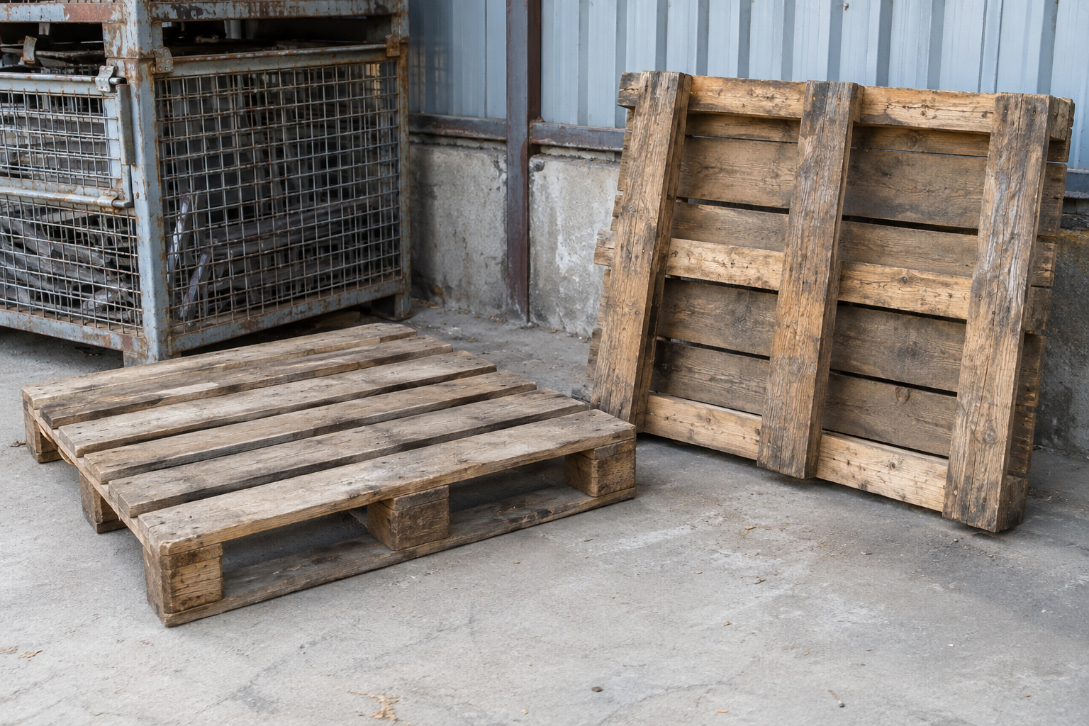Mặt ván và mặt dưới của hai mẫu pallet gỗ cũ