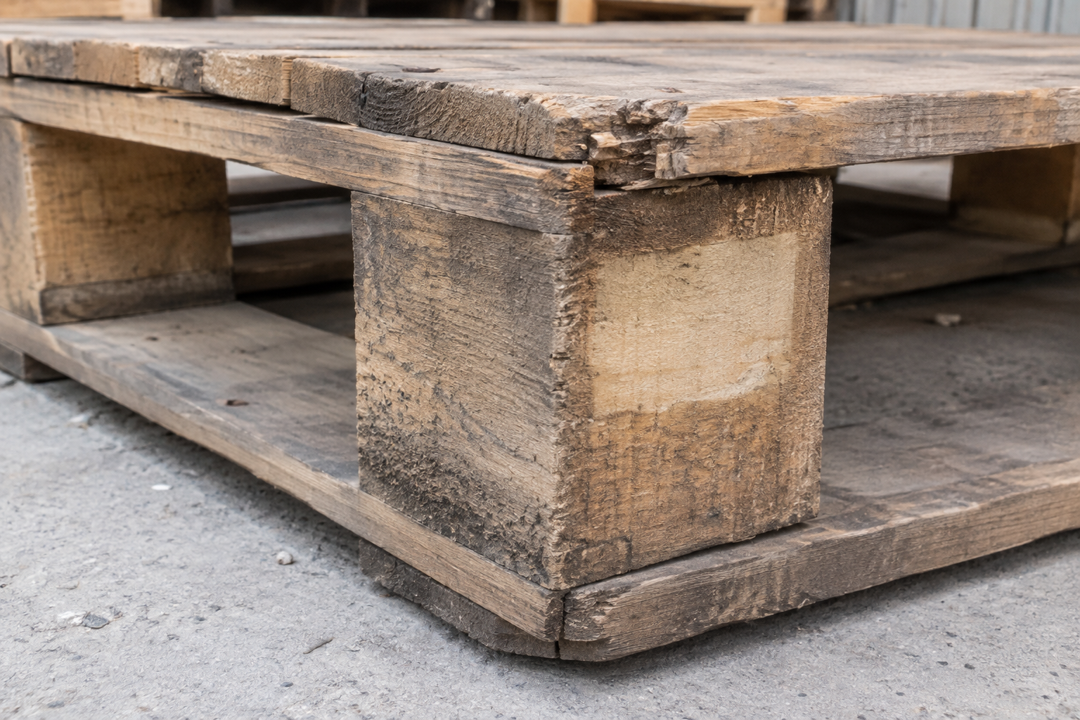 Khối kê pallet có vùng bề mặt nhạt không có ký hiệu