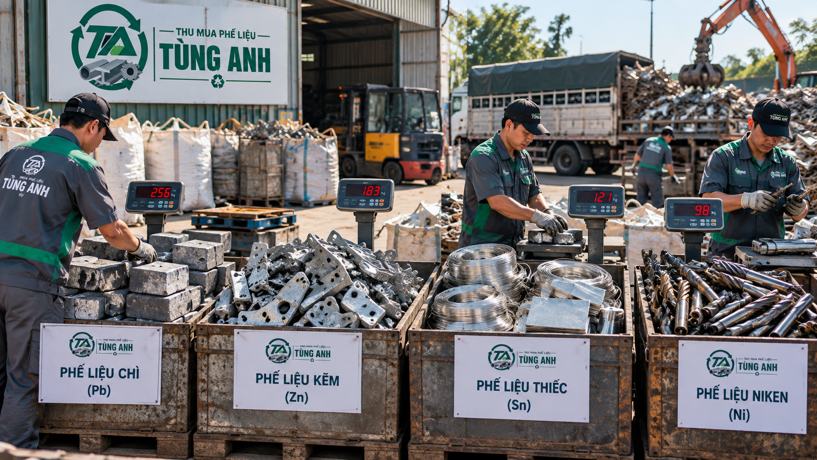 Phế Liệu Tùng Anh cân riêng các nhóm phế liệu hợp kim tại hiện trường
