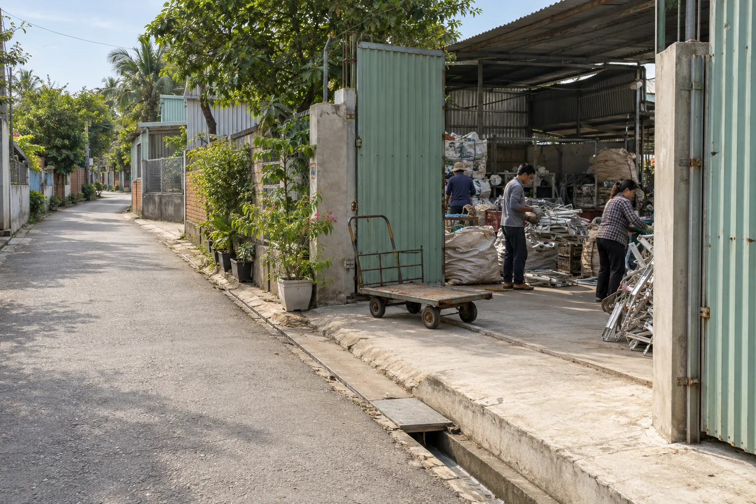 Xem đoạn đường cuối, cửa xưởng và mặt nền trước khi chọn phương án lấy hàng.