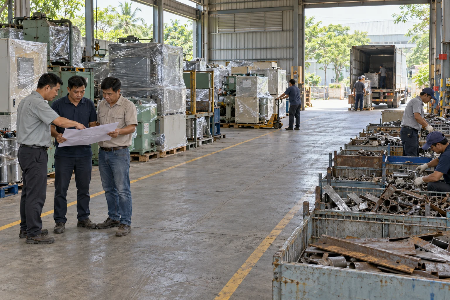 Chia đợt lấy hàng theo tiến độ chuyển máy và bàn giao mặt bằng.