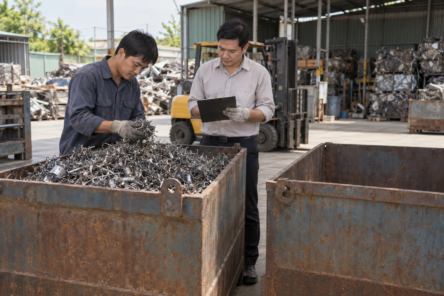 Mô tả tình trạng phoi và vật chứa trước khi thống nhất cách cân.