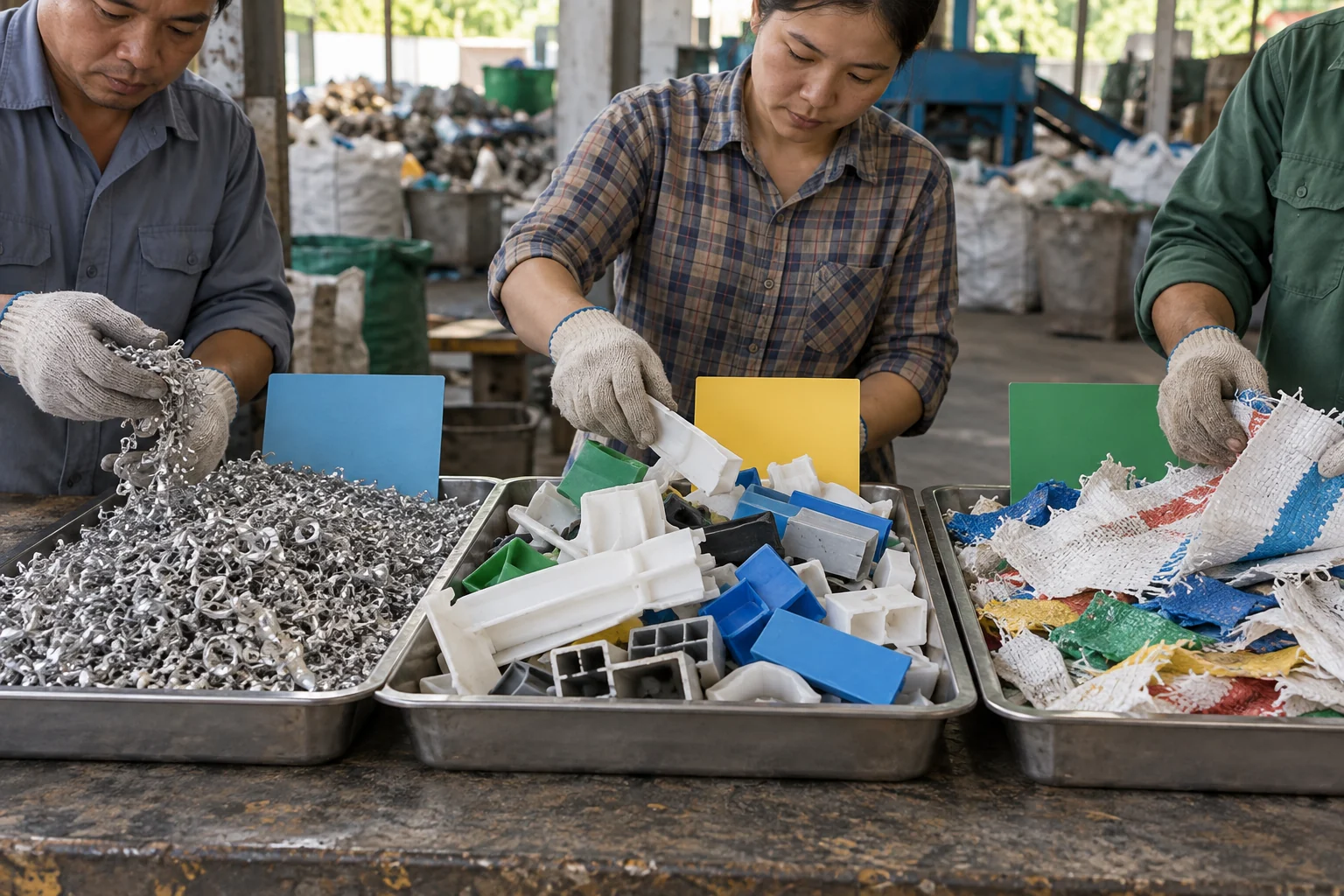 Phân biệt nguồn công đoạn trước khi ghép các vật liệu vào cùng lô.