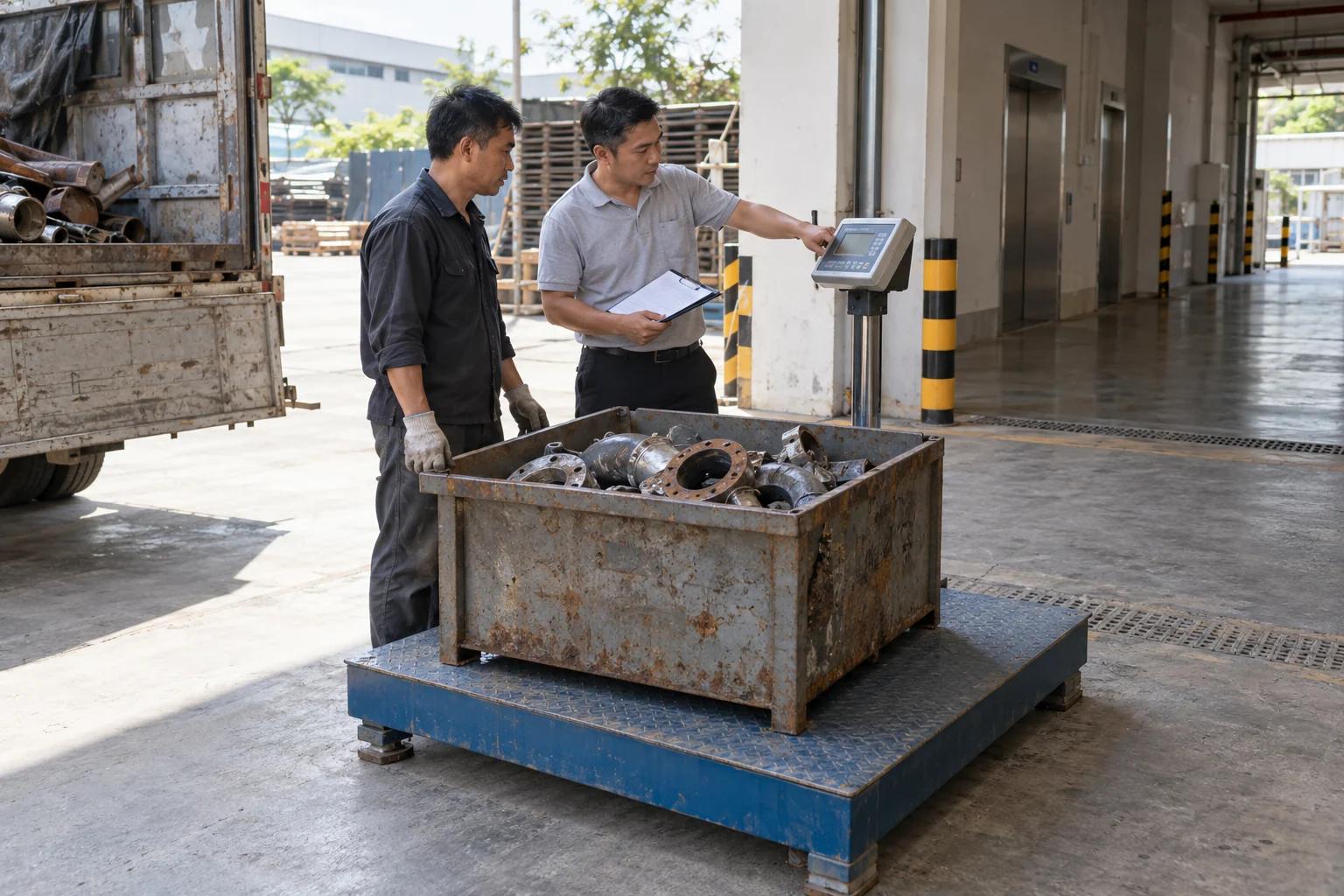 Bố trí cân trên nền ổn định để người bàn giao cùng đối chiếu từng nhóm.
