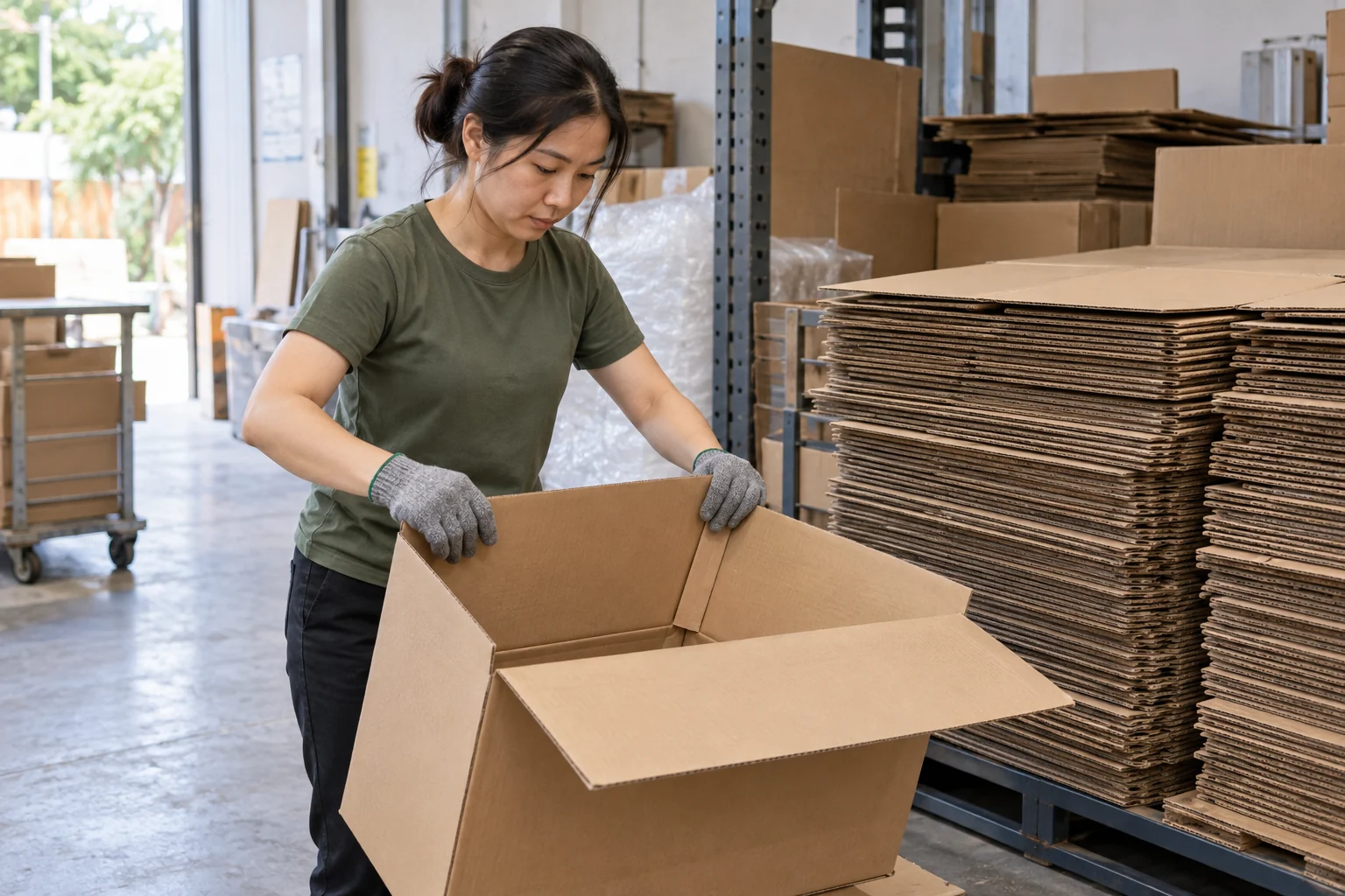 Chuẩn bị carton khô ngay tại điểm mở thùng sau khi nhập hàng.