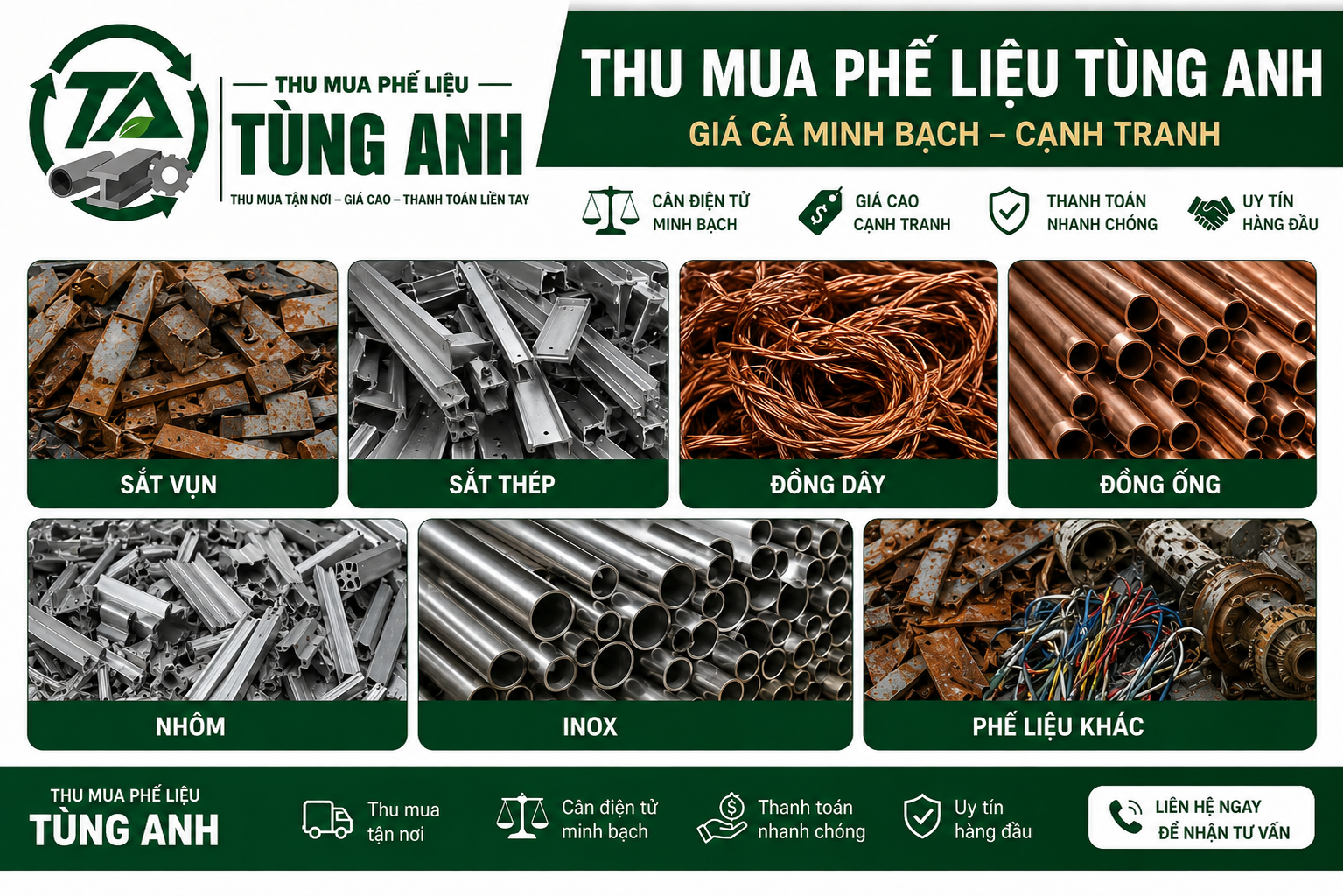 Bảng giá thu mua phế liệu từng loại