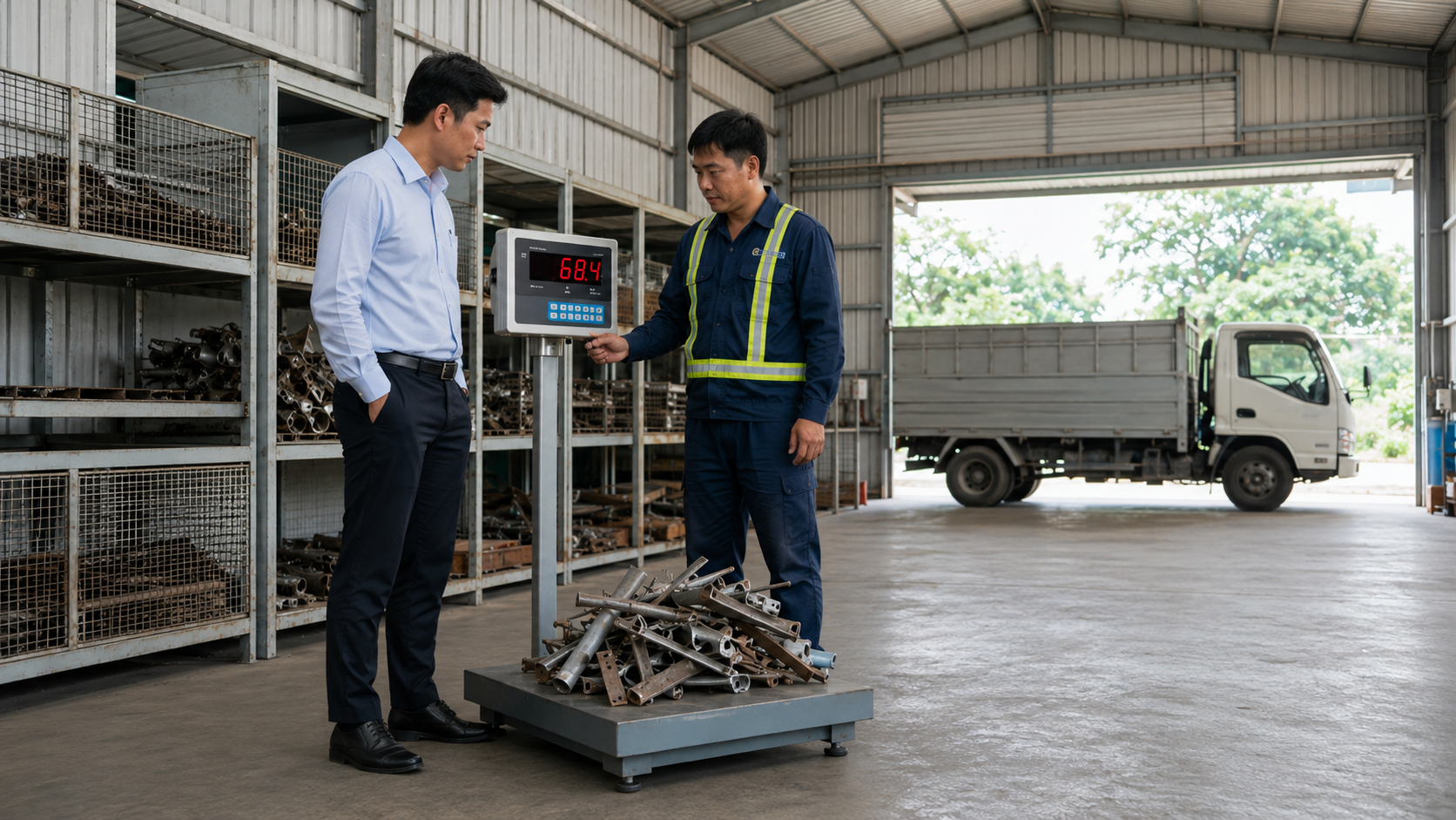 Cân điện tử đang được sử dụng tại hiện trường