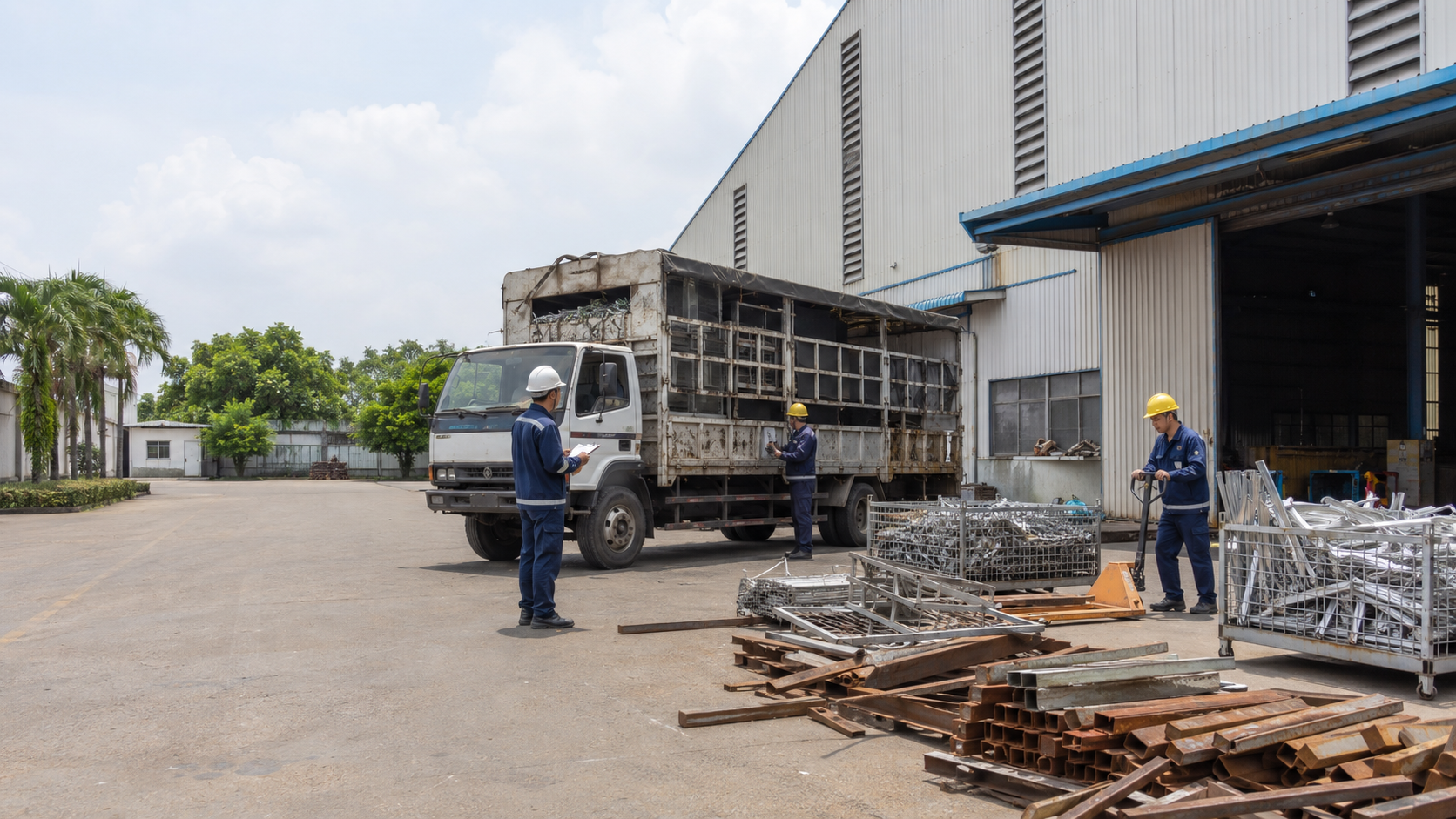 Nhân viên bốc xếp sau khi cân